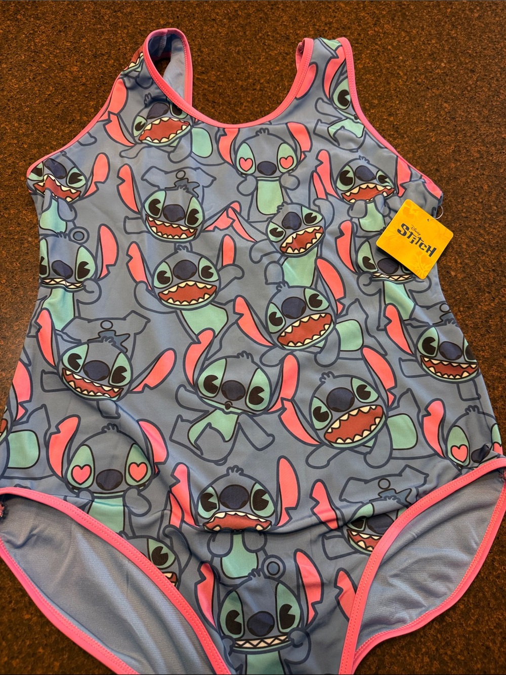 Disney Lilo & Stitch Women’s ' Blue Pink Character One-Piece Swimsuit XL